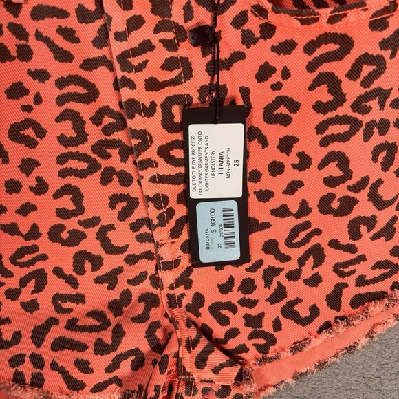 NWT Carmar Titania Shorts Women Size 25 High Rise Neon Orange Leopard 2” Inseam - Picture 4 of 7